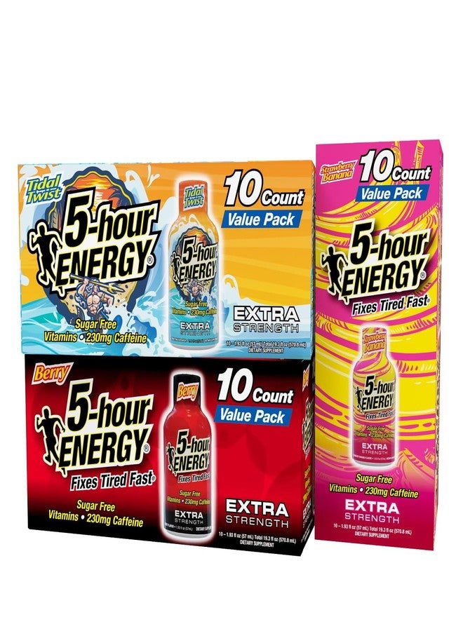 5-hour ENERGY عبوة متنوعة من مشروب الطاقة "5-Hour Energy" فائق القوة، 30 حبة (1.93 أونصة سائلة) - نكهات التوت، والتويست، والفراولة والموز - Image 1